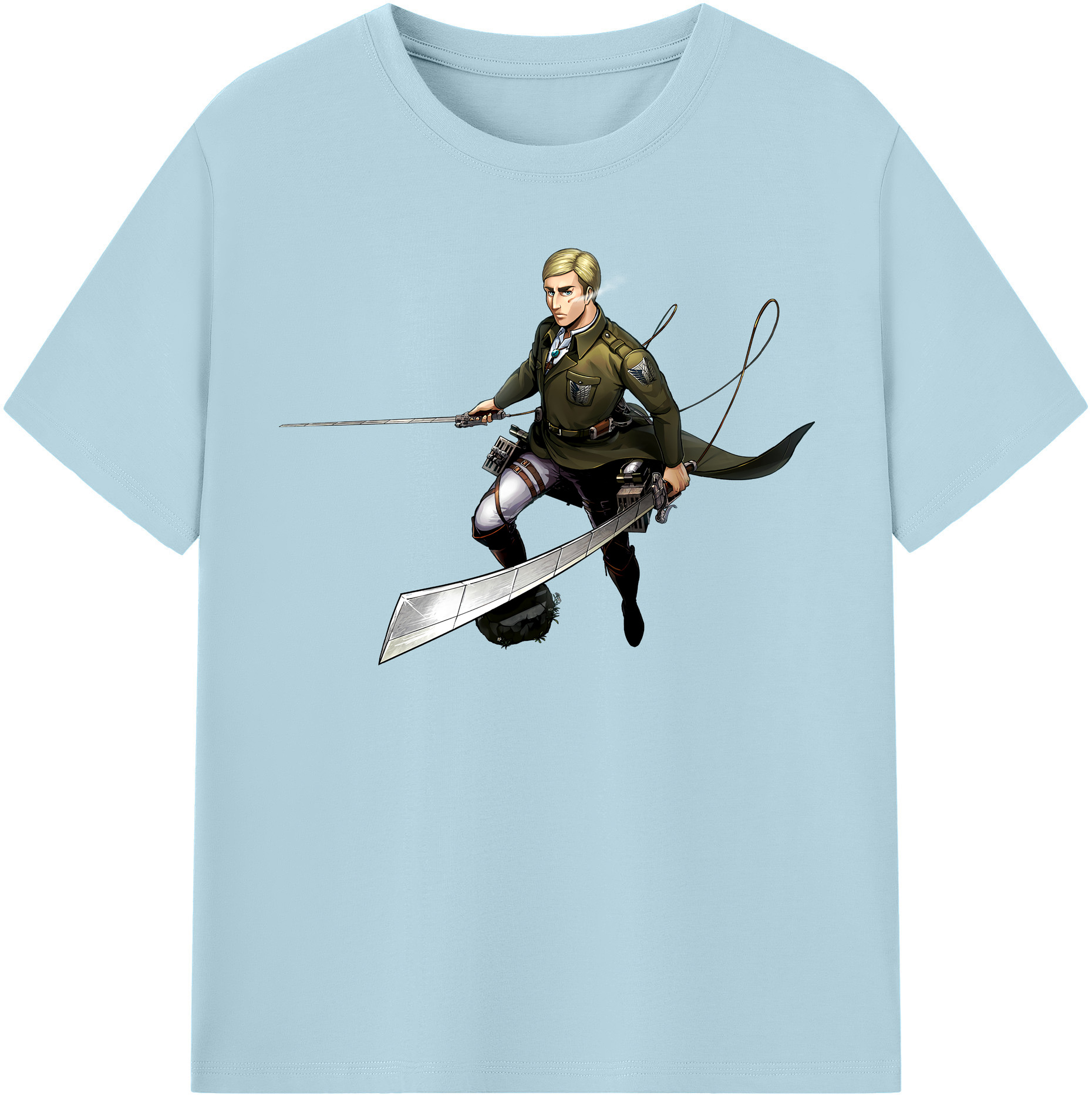 （画像用） 進撃の巨人 エルヴィン・スミス Attack on Titan Erwin Smith 綿100％半袖Tシャツ（フロントプリント）